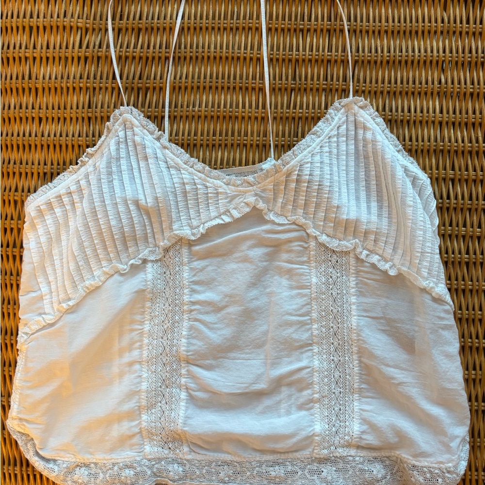 White Lace Trimmed Women's Top
